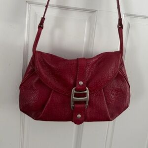 Hogan Italian red leather shoulder bag